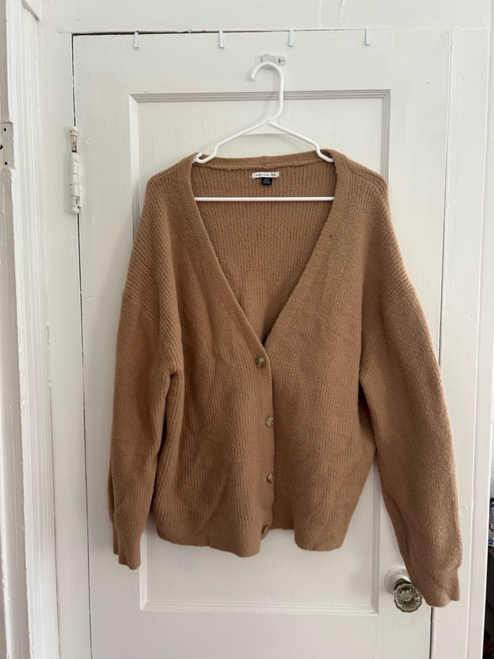 American Eagle Cozy Knit Cardigan Tan Oversized Medium